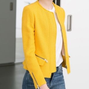 Zara // Yellow Tweet Zipper Jacket New